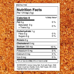 Nutrition facts label for a spice mix on a textured orange background