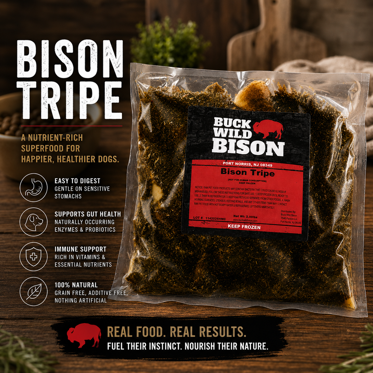 Bison Green Tripe for Dogs