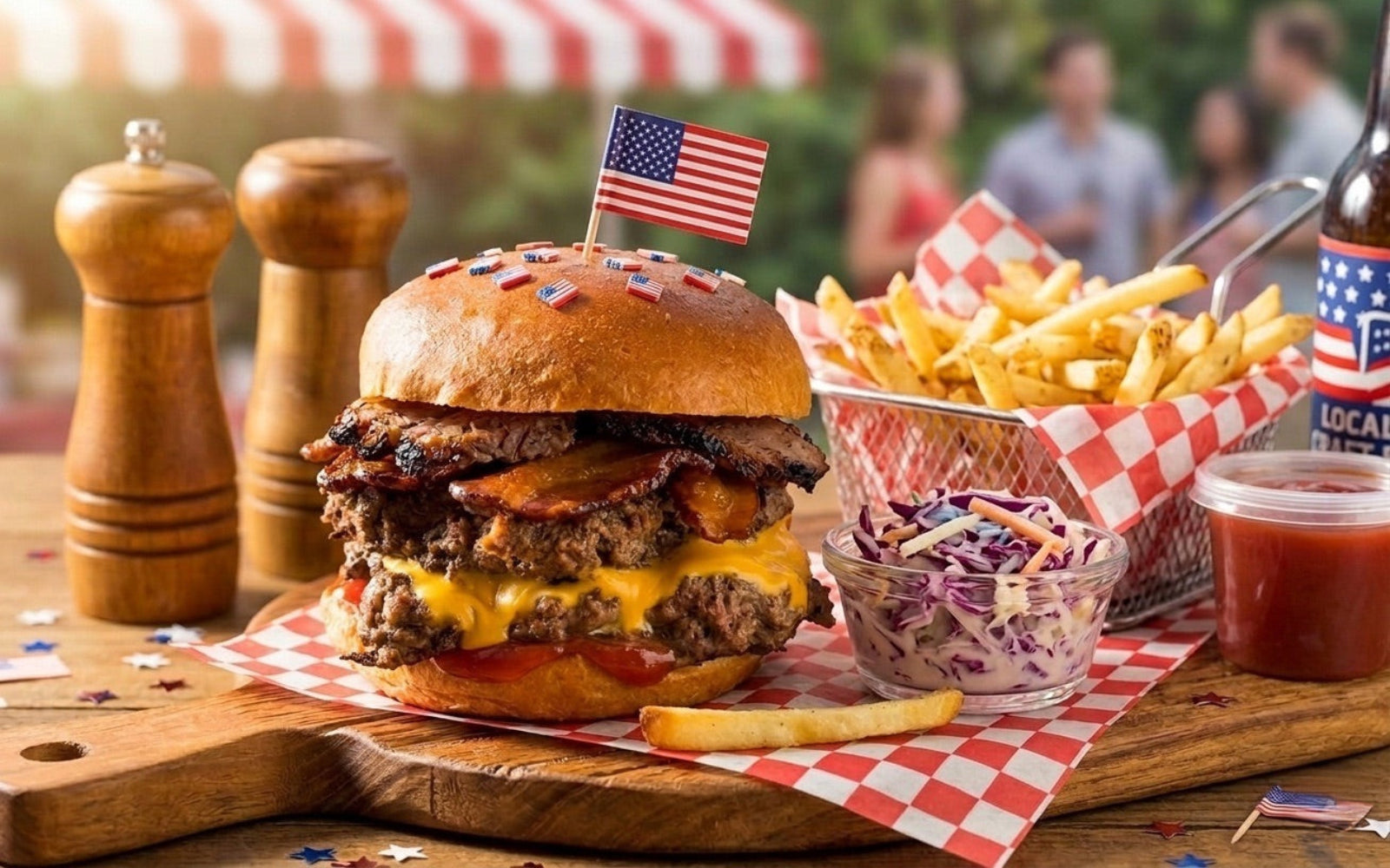 bison burger on 4th of July