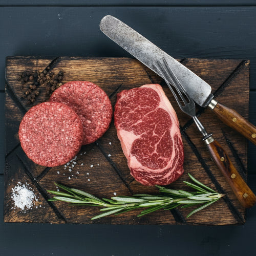 bison burgers & bison ribeye steaks